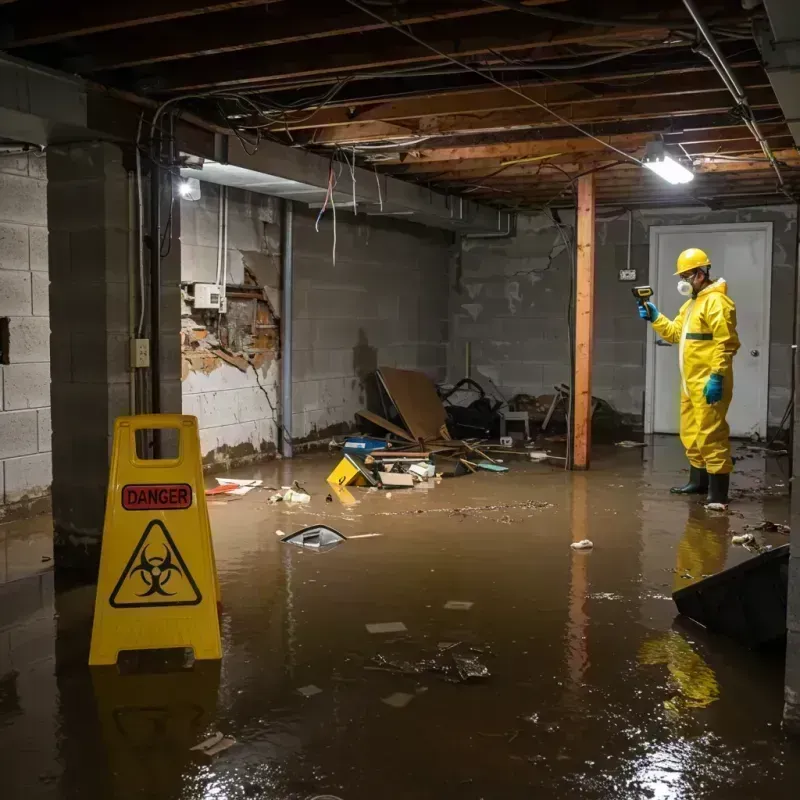 Flooded Basement Electrical Hazard in Hinckley, IL Property